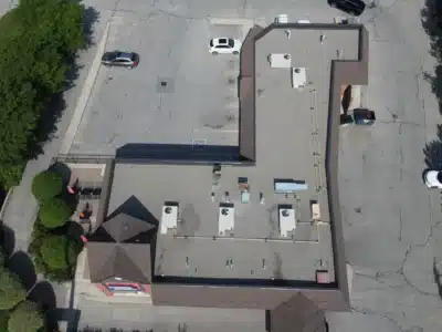 Aerieal View of Full Roof Replacement in Brampton