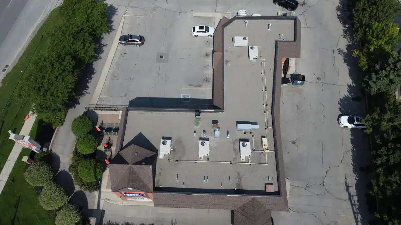 Aerieal View of Full Roof Replacement in Brampton