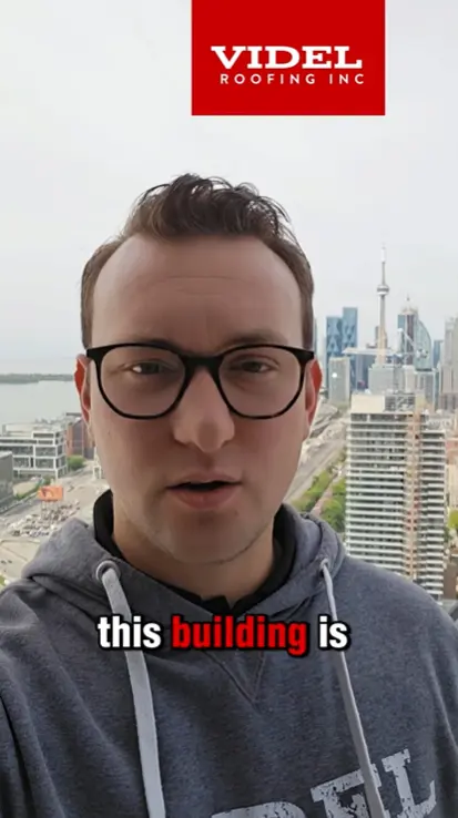 Kyle Hewines inspecting a 43-storey roof in Toronto's Distillery District