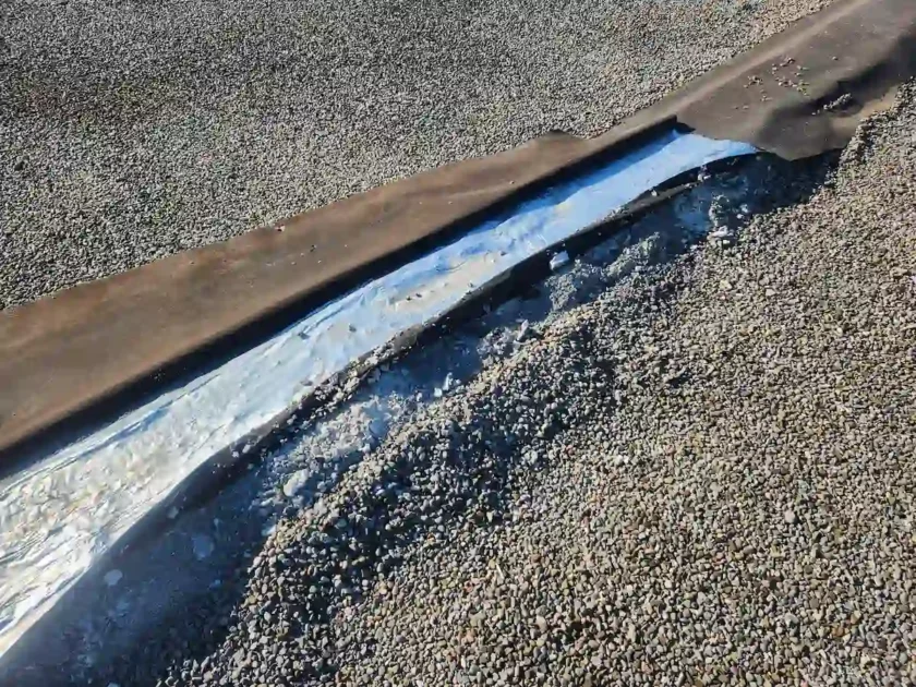 Example of seam failure on EPDM roof membrane